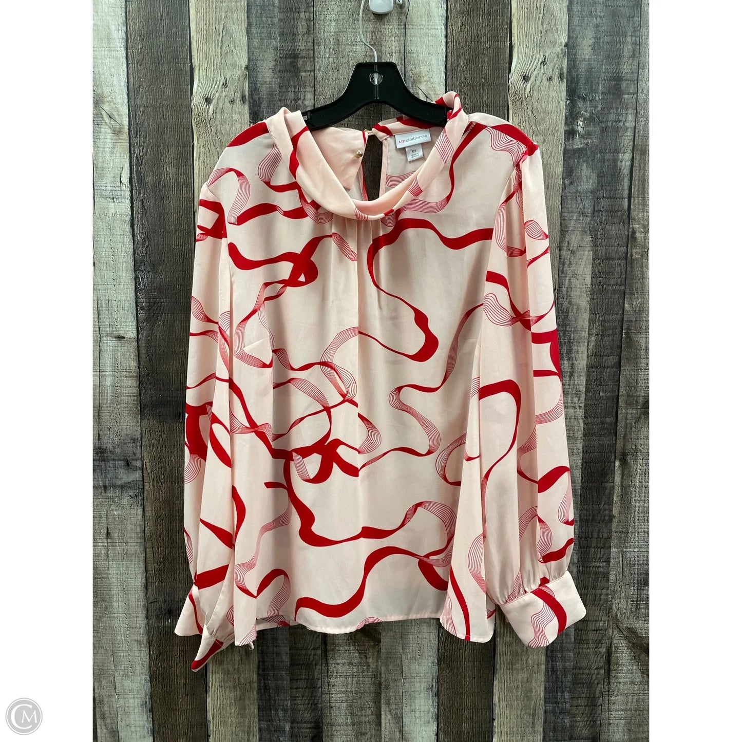 Top Long Sleeve By Liz Claiborne In Pink & Red, Size: Xl
