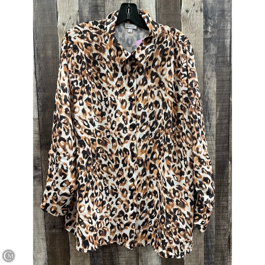 Top Long Sleeve By Avenue In Animal Print, Size: 2x