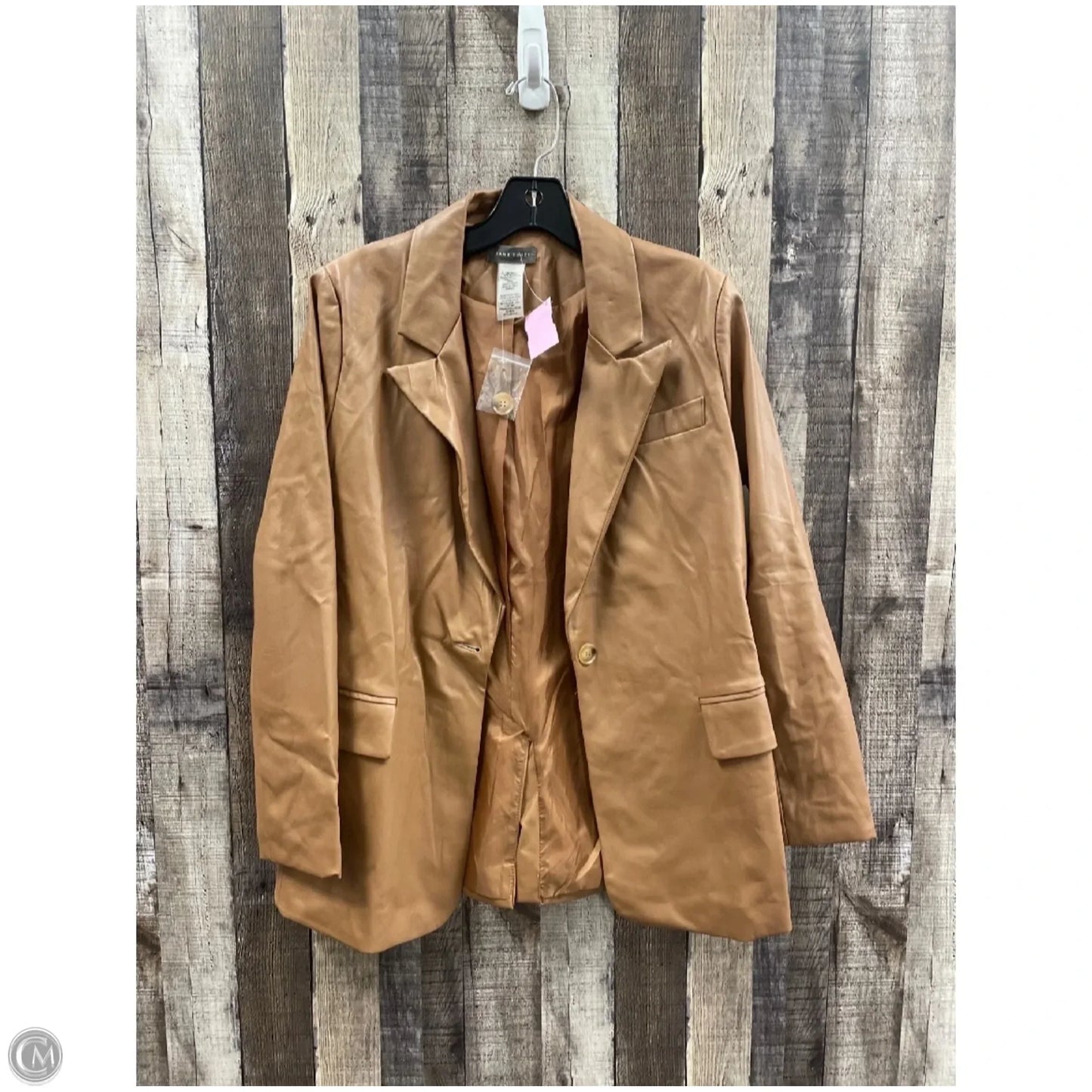 Jacket Leather By Sans Souci In Brown, Size: S