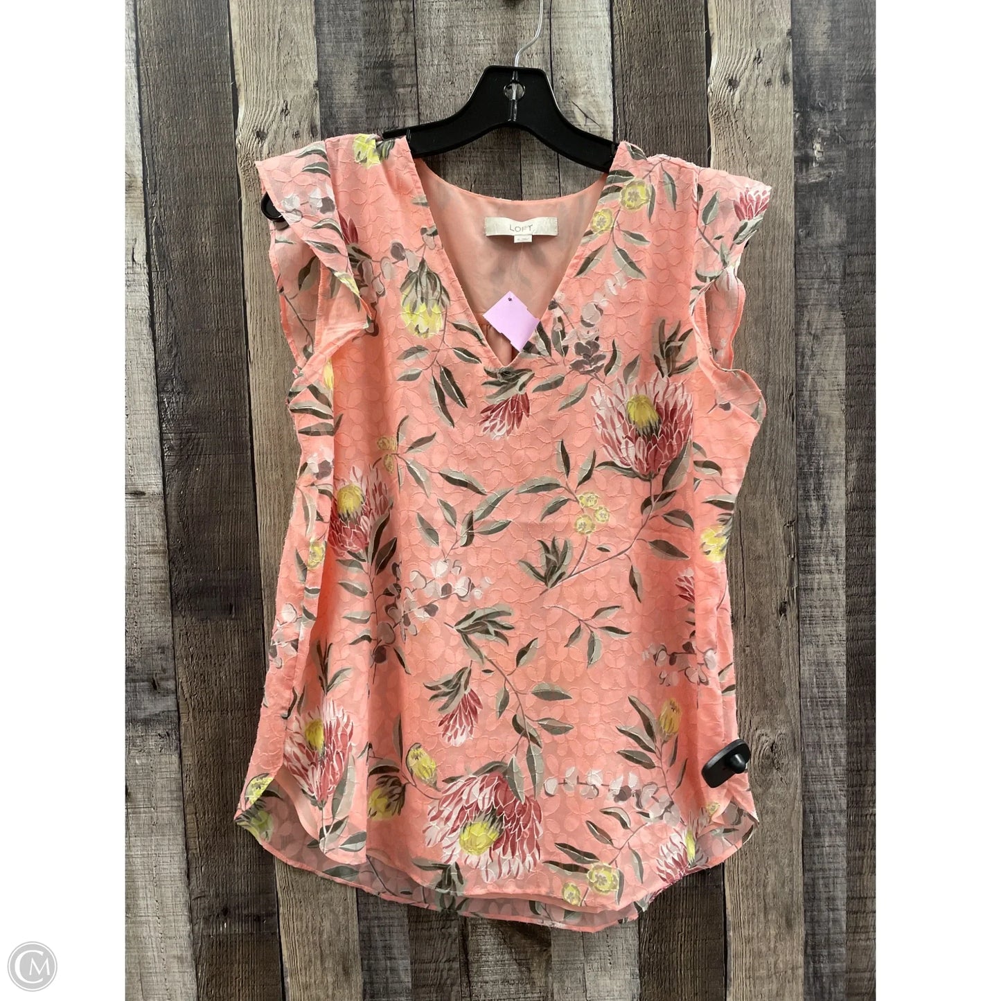 Top Sleeveless By Loft In Peach, Size: M