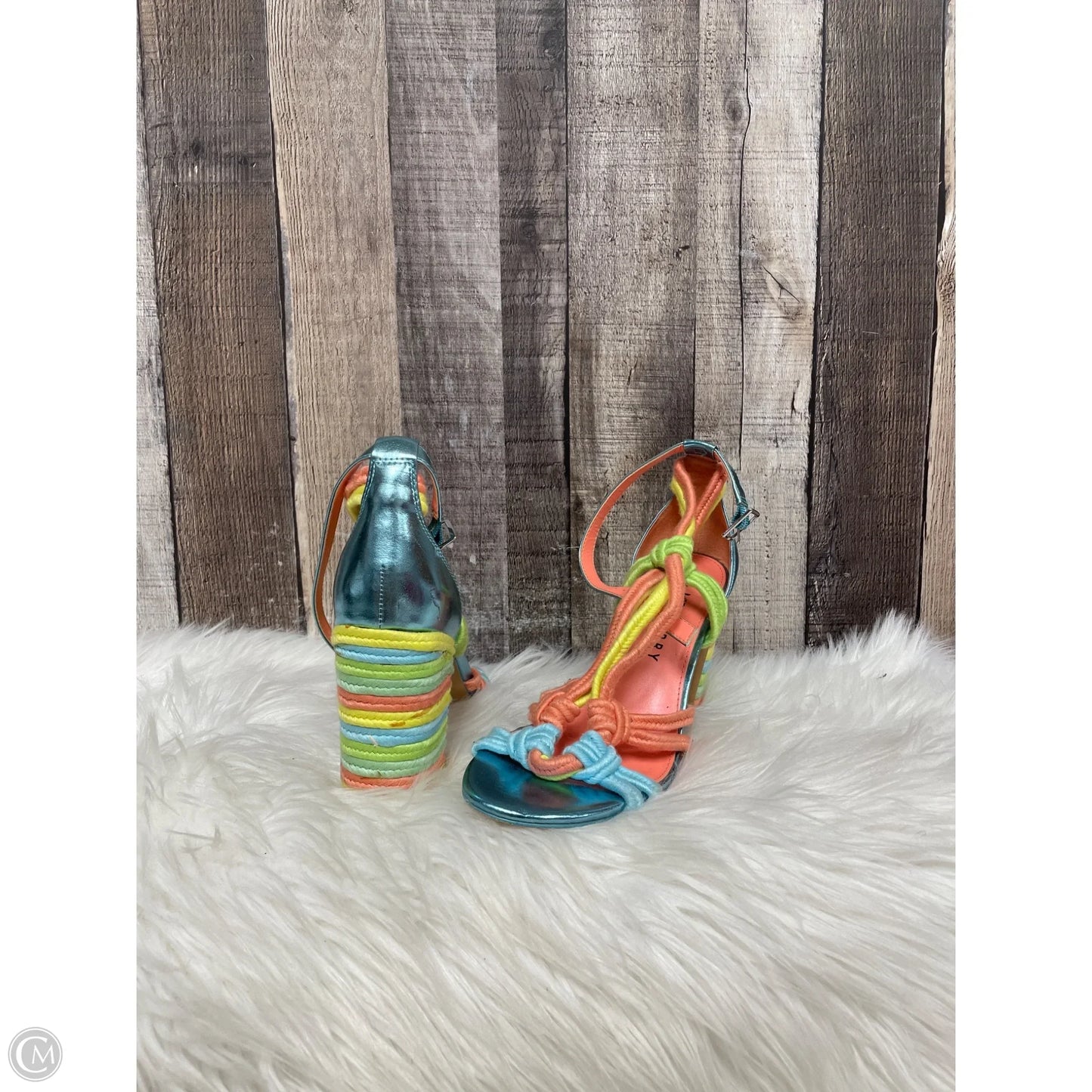 Sandals Heels Block By Cmc In Multi-colored, Size: 7.5