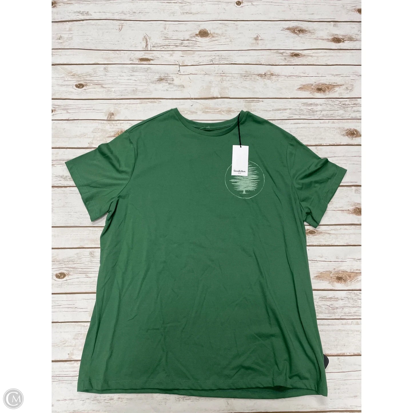 Top Short Sleeve By Cme In Green & White, Size: Xl