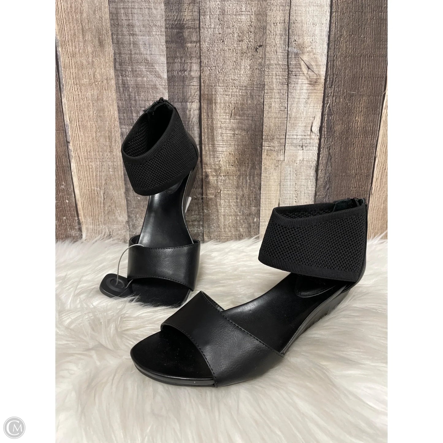 Sandals Heels Wedge By Simply Vera In Black, Size: 7