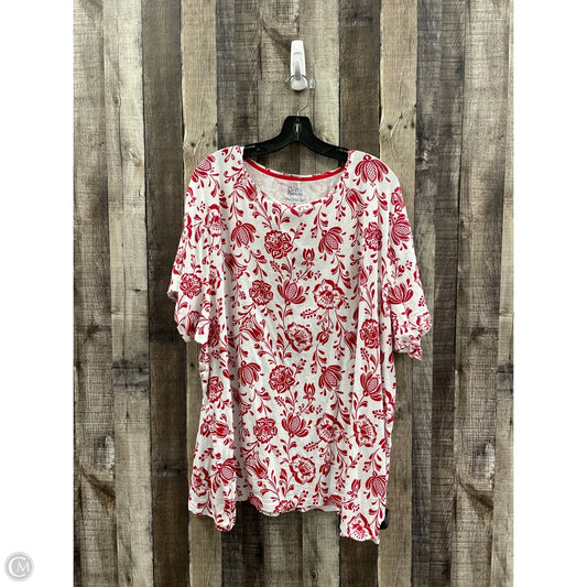 Top Short Sleeve By Croft And Barrow In Red & White, Size: 4x