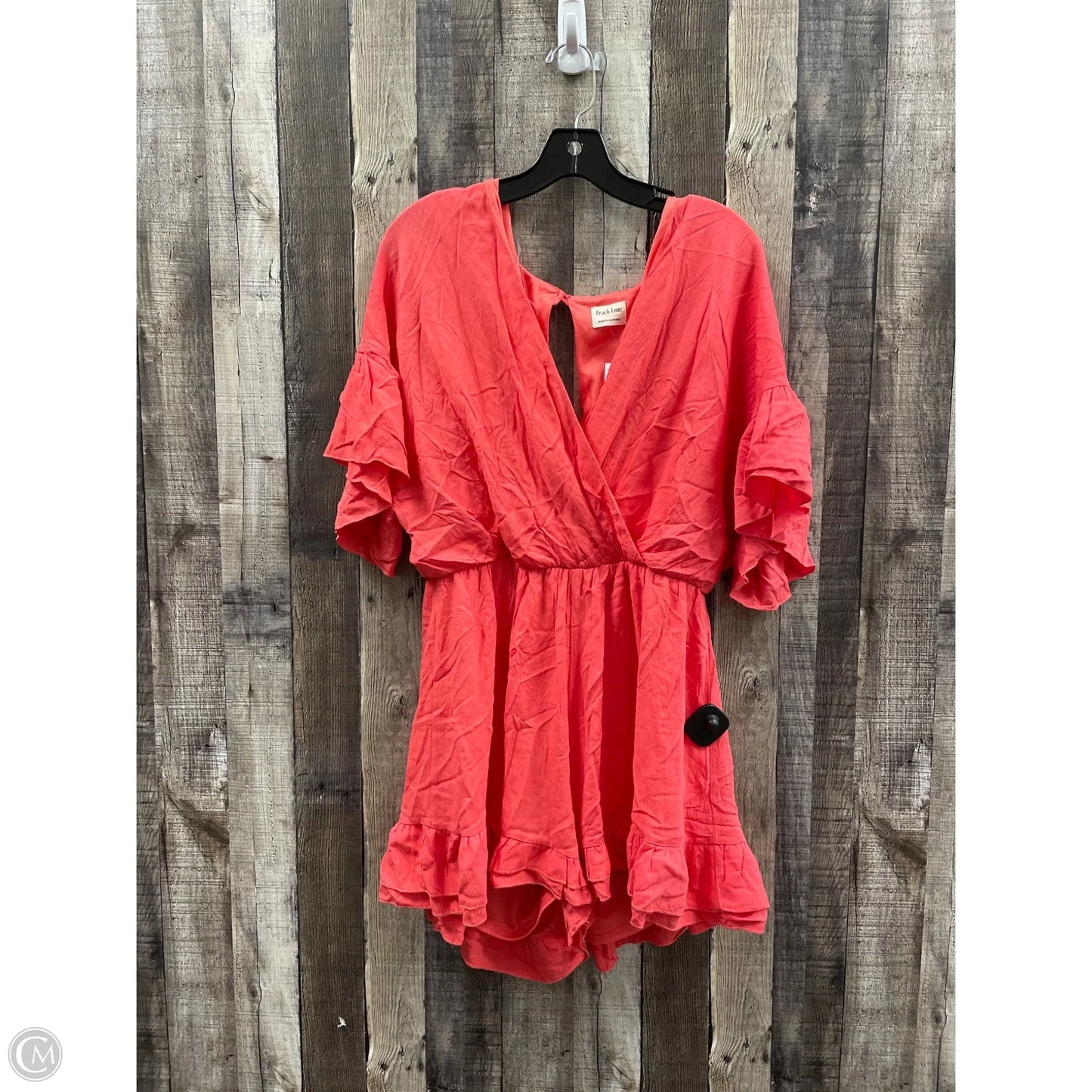 Romper By Peach Love Cream California In Coral, Size: 1x
