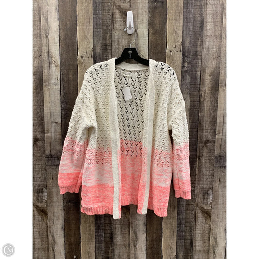 Sweater Cardigan By Anthropologie In Pink & White, Size: M
