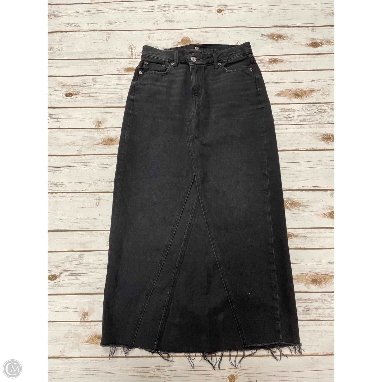 Skirt Maxi By American Eagle In Black Denim, Size: S
