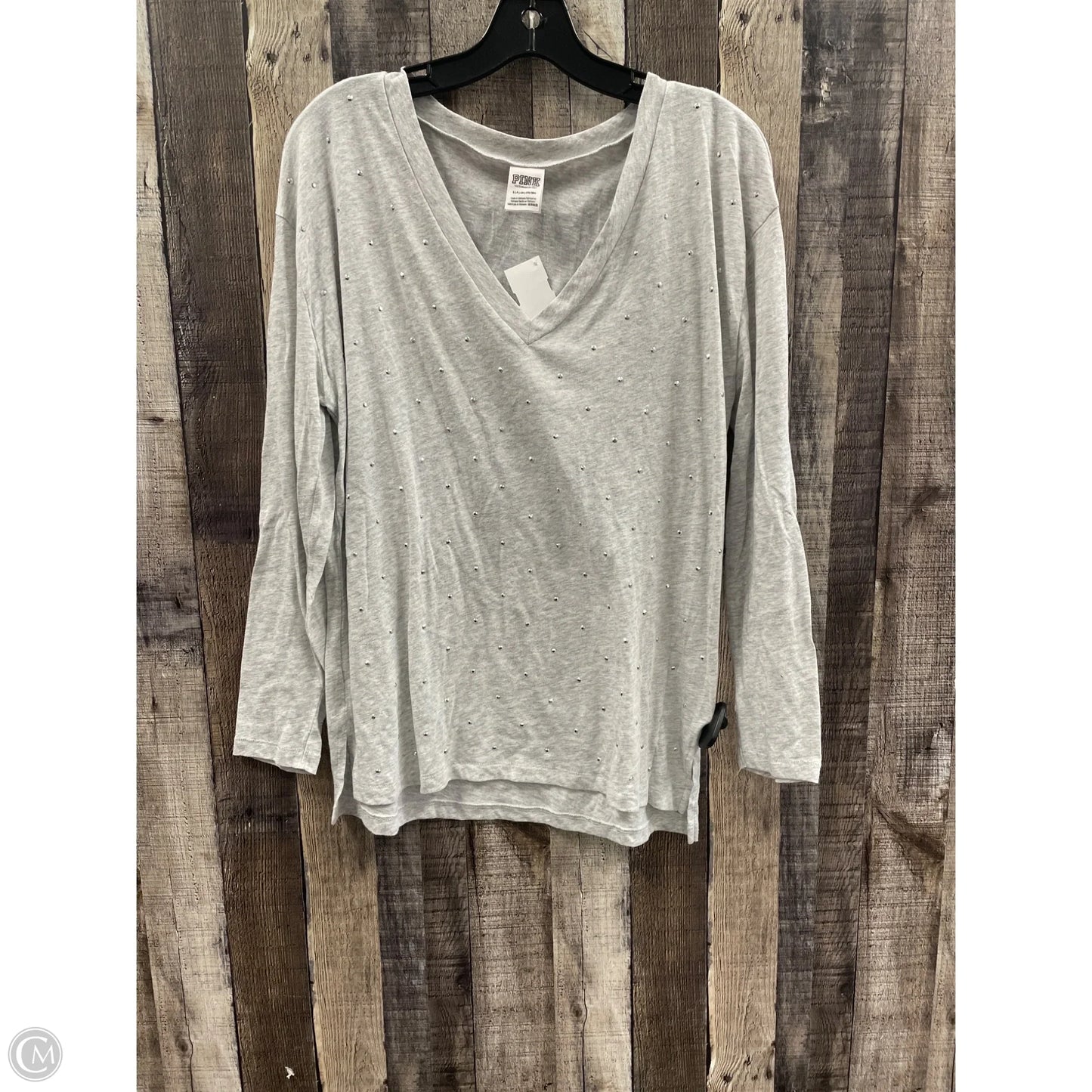 Top Long Sleeve By Pink In Grey, Size: S