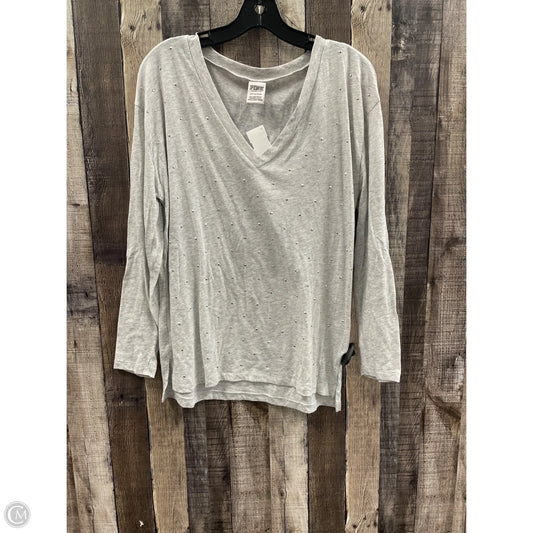 Top Long Sleeve By Pink In Grey, Size: S