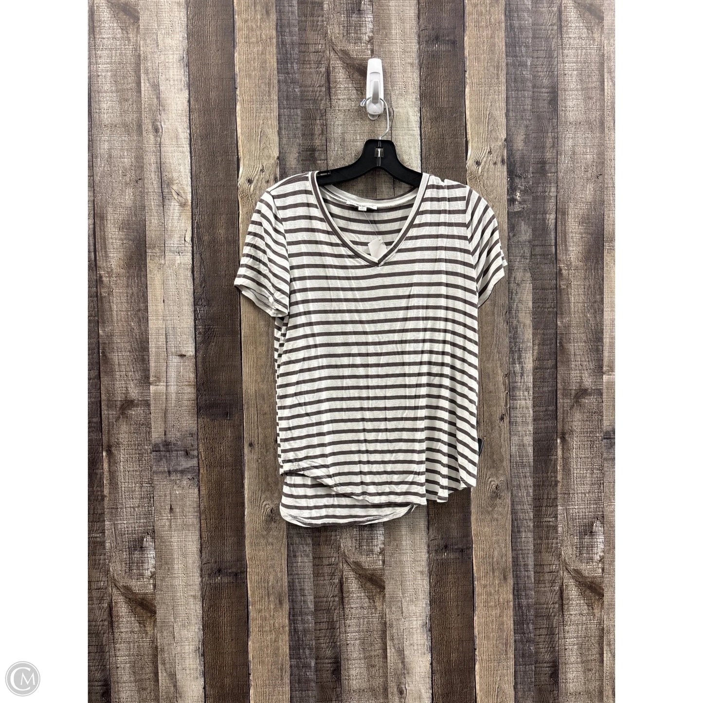 Top Short Sleeve Basic By Green Envelope In Striped Pattern, Size: M