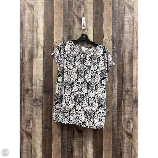 Top Short Sleeve By Liz Claiborne In Black & White, Size: L