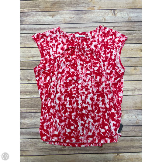 Top Sleeveless By Calvin Klein In Red & White, Size: L