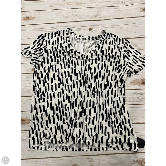 Top Short Sleeve By Nine West In Black & White, Size: L