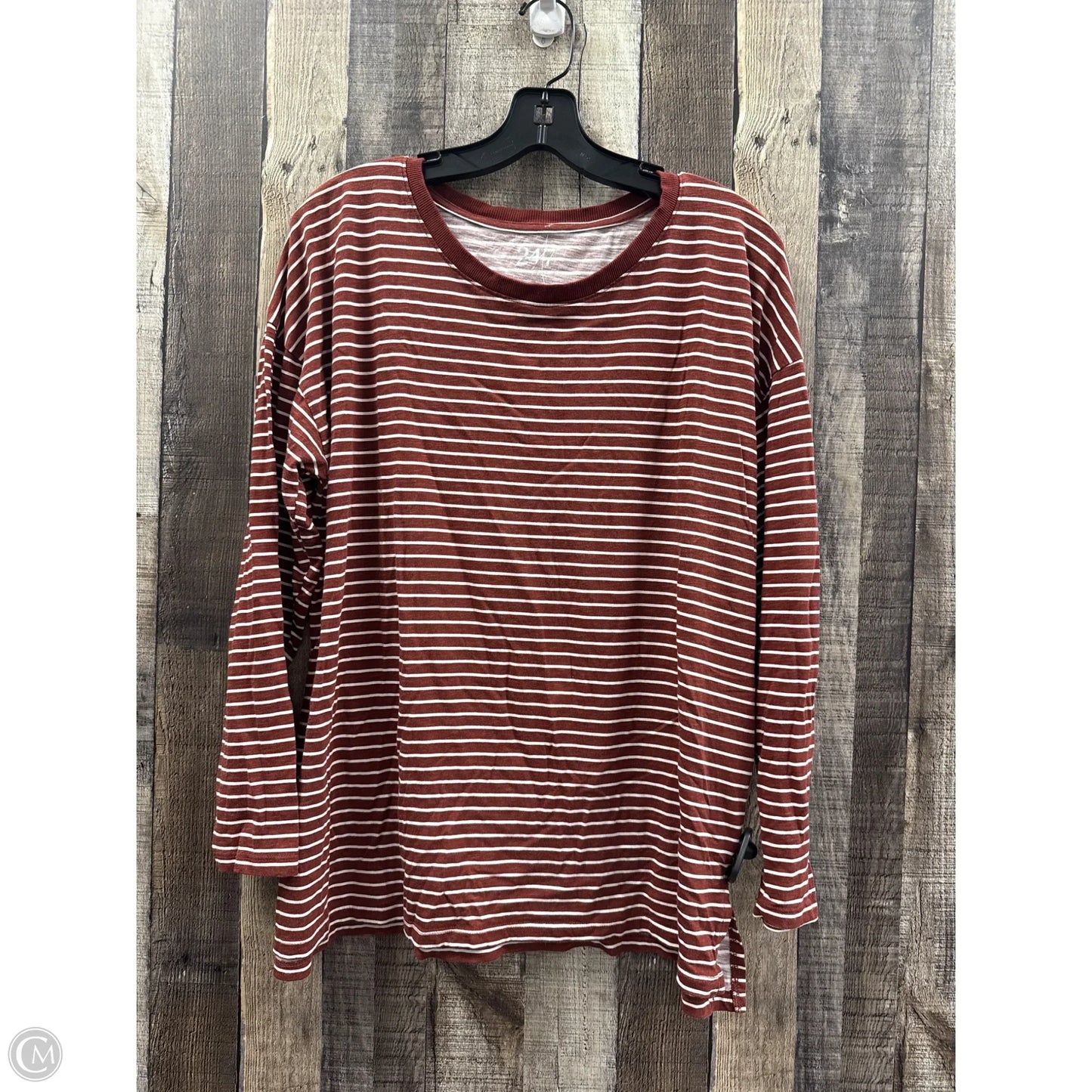 Top Long Sleeve Basic By Maurices In Striped Pattern, Size: L