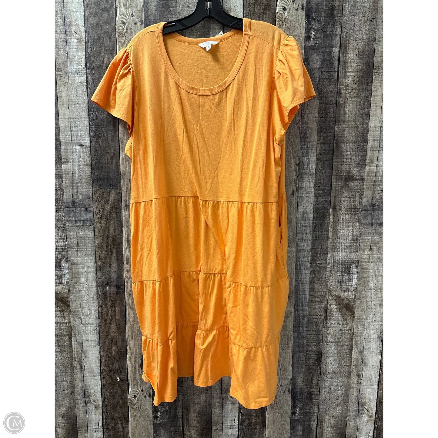 Dress Casual Midi By Time And Tru In Orange, Size: Xxl