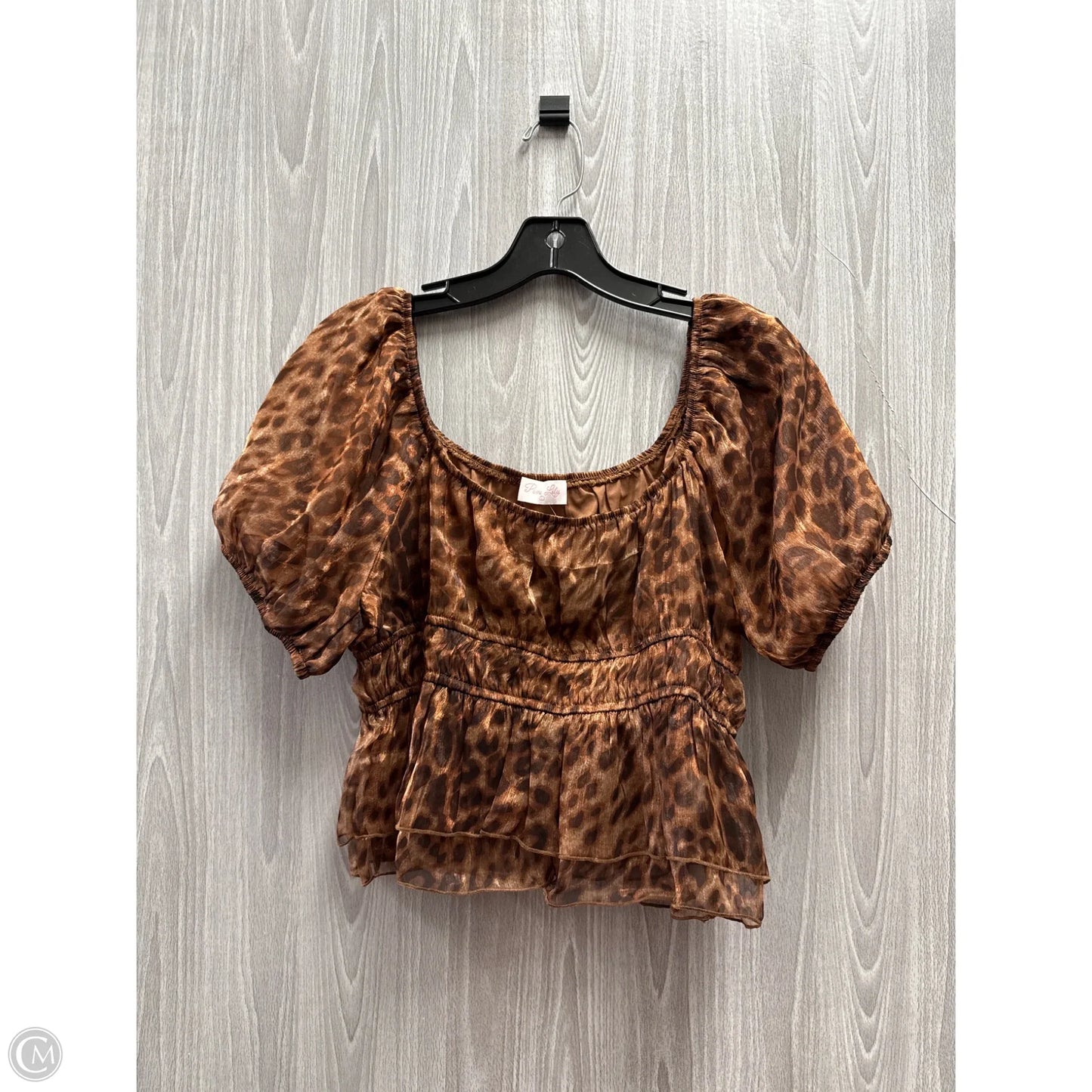 Top Short Sleeve By Pink Lily In Animal Print, Size: L