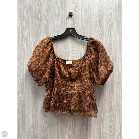 Top Short Sleeve By Pink Lily In Animal Print, Size: L