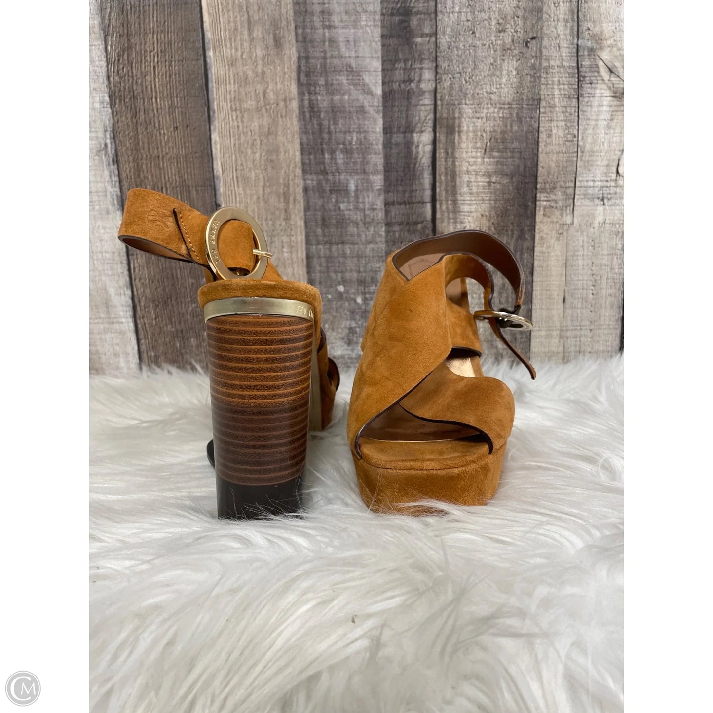 Sandals Heels Block By Ted Baker In Brown, Size: 9