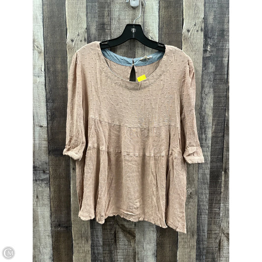 Top 3/4 Sleeve By In Loom In Beige, Size: L