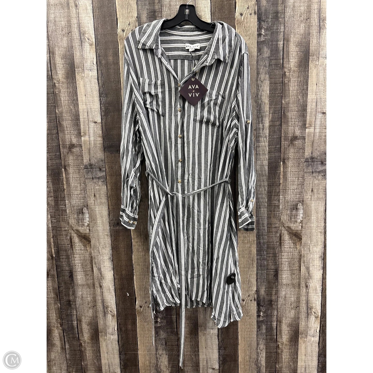 Dress Casual Midi By Ava & Viv In Striped Pattern, Size: 2x