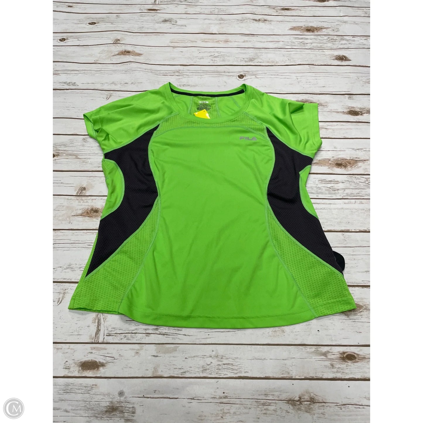 Athletic Top Short Sleeve By Fila In Green, Size: Xl