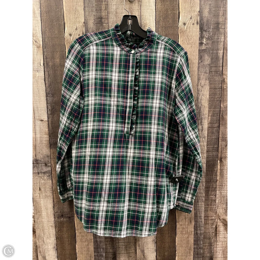 Top Long Sleeve By Loft In Plaid Pattern, Size: M