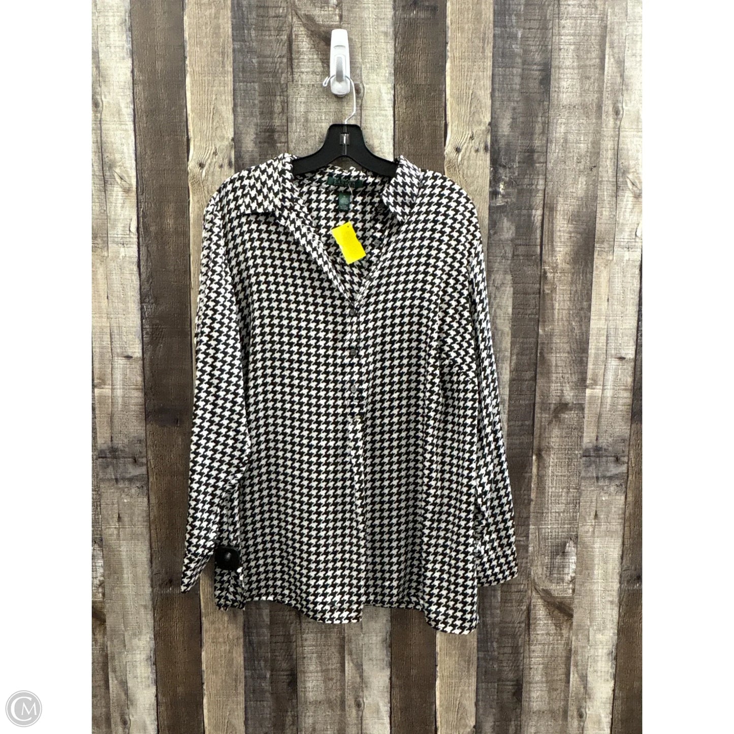 Top Long Sleeve By Lauren By Ralph Lauren In Checkered Pattern, Size: 1x