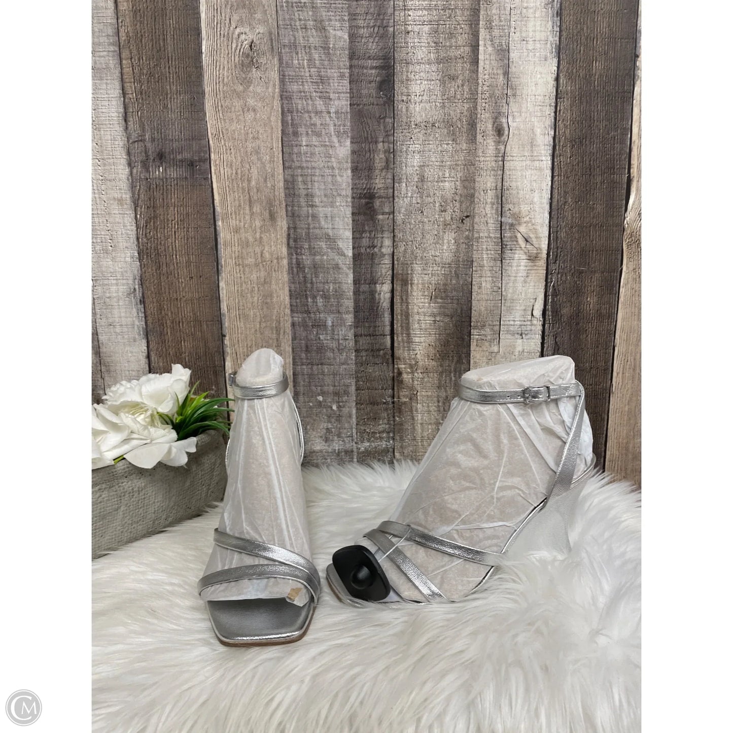 Sandals Heels Wedge By Franco Sarto In Silver, Size: 7