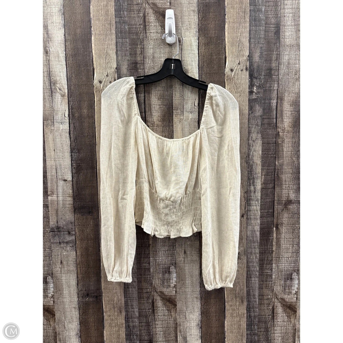 Top Long Sleeve By Cme In Cream, Size: S