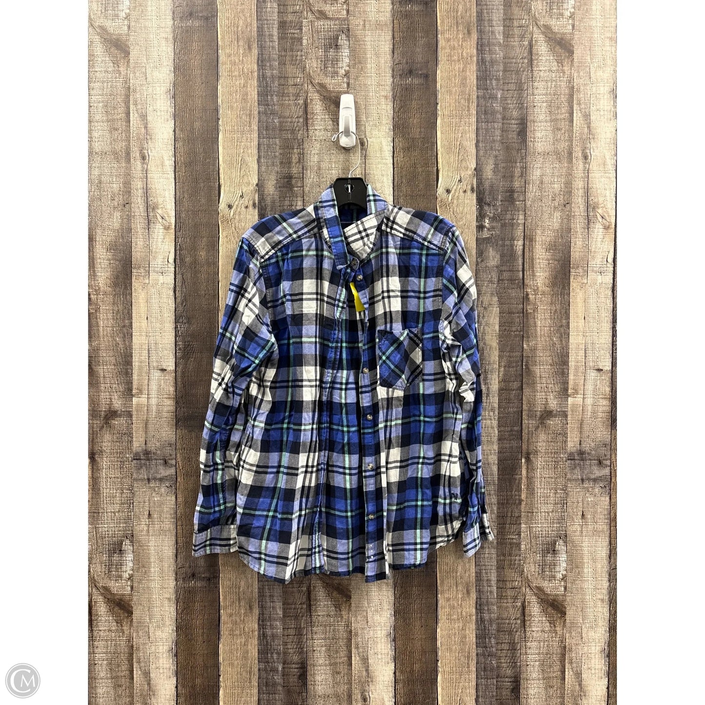 Top Long Sleeve By American Eagle In Plaid Pattern, Size: L