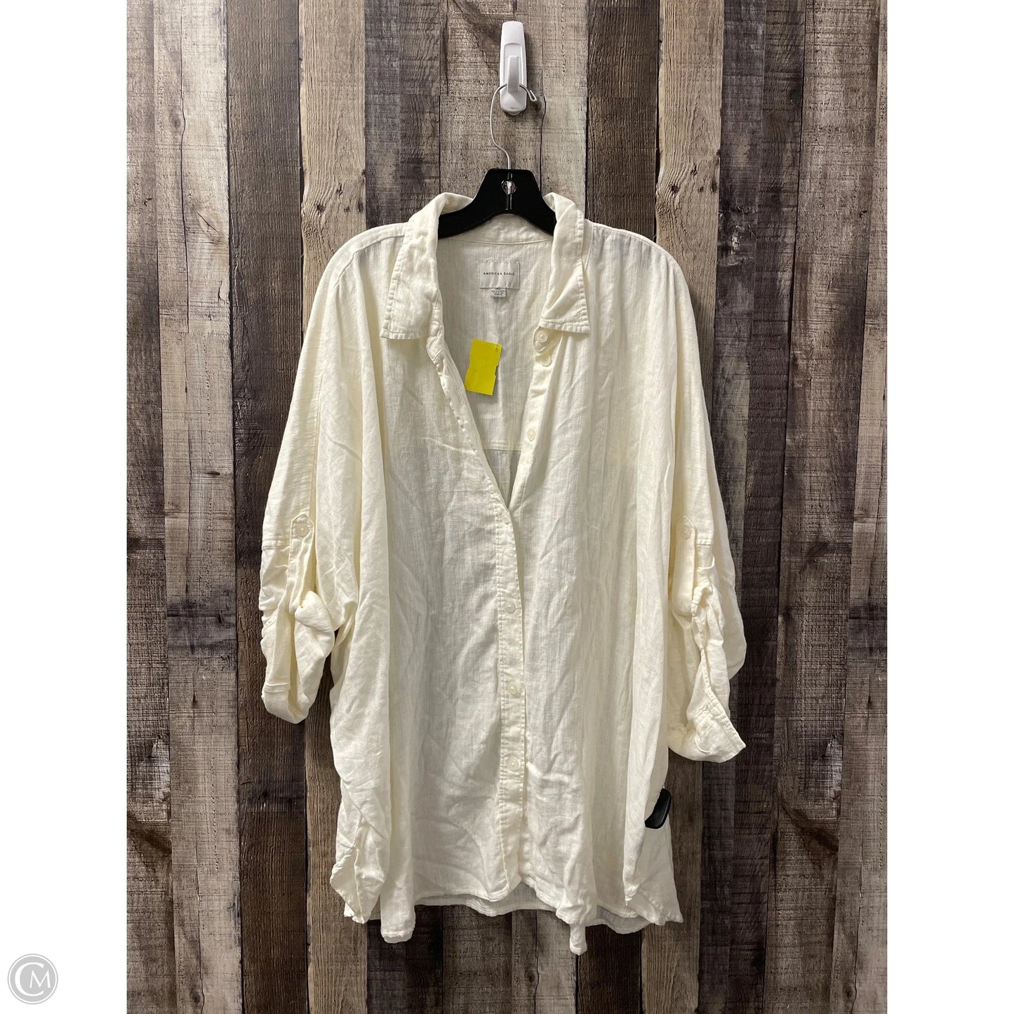 Top Long Sleeve By American Eagle In Cream, Size: L