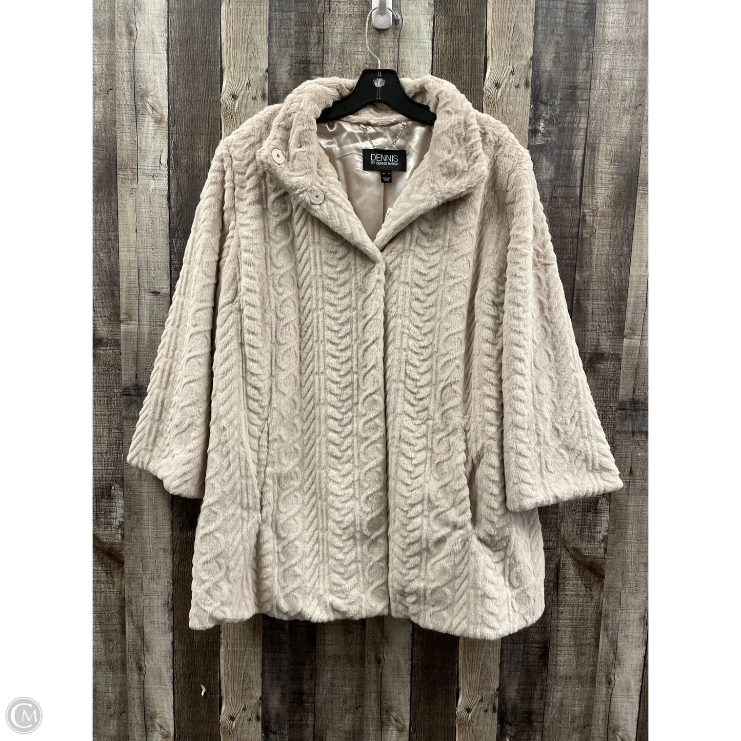 Coat Faux Fur & Sherpa By Dennis Basso Qvc In Beige, Size: Xl