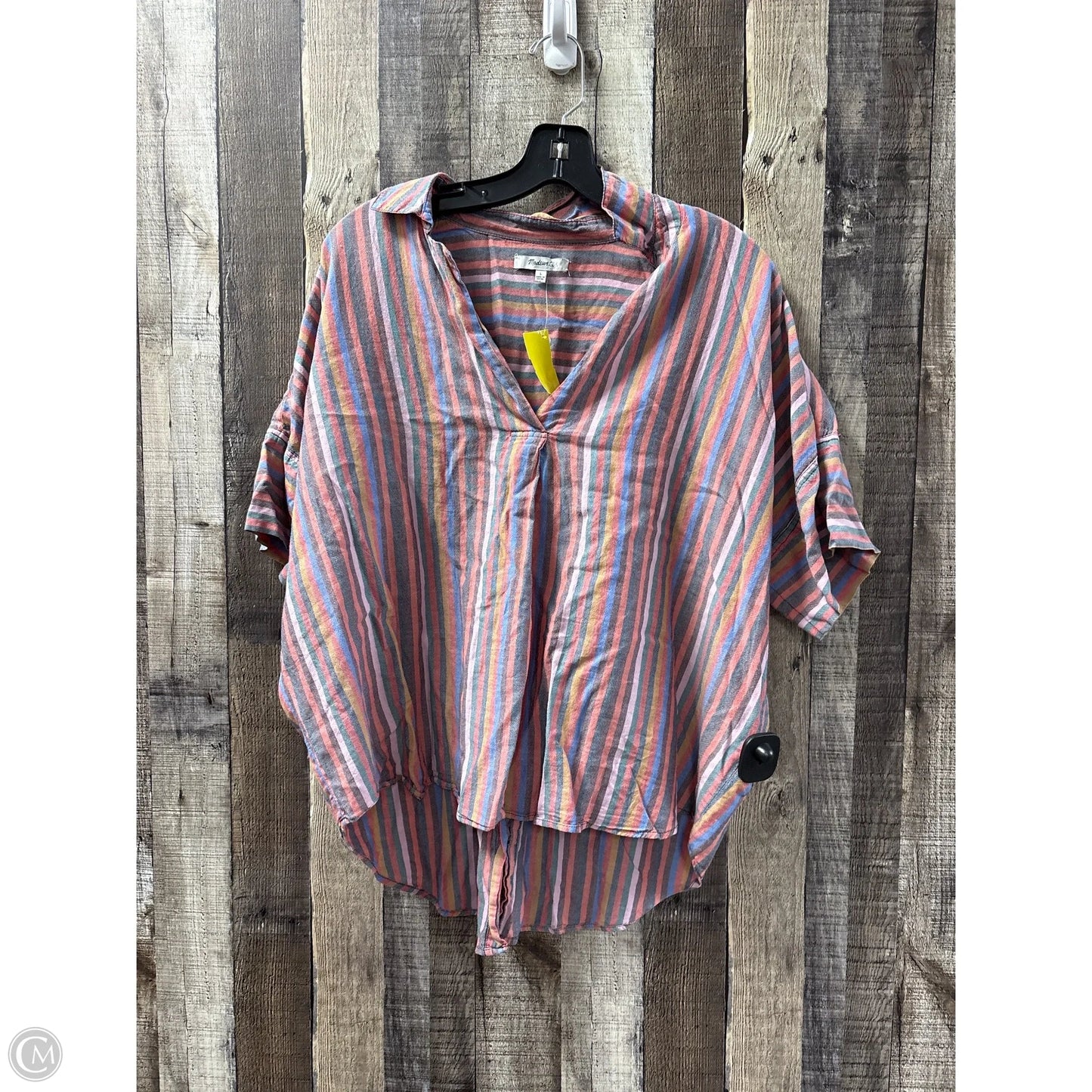 Top Short Sleeve By Madewell In Striped Pattern, Size: L