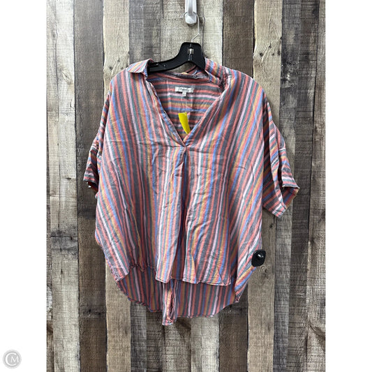 Top Short Sleeve By Madewell In Striped Pattern, Size: L