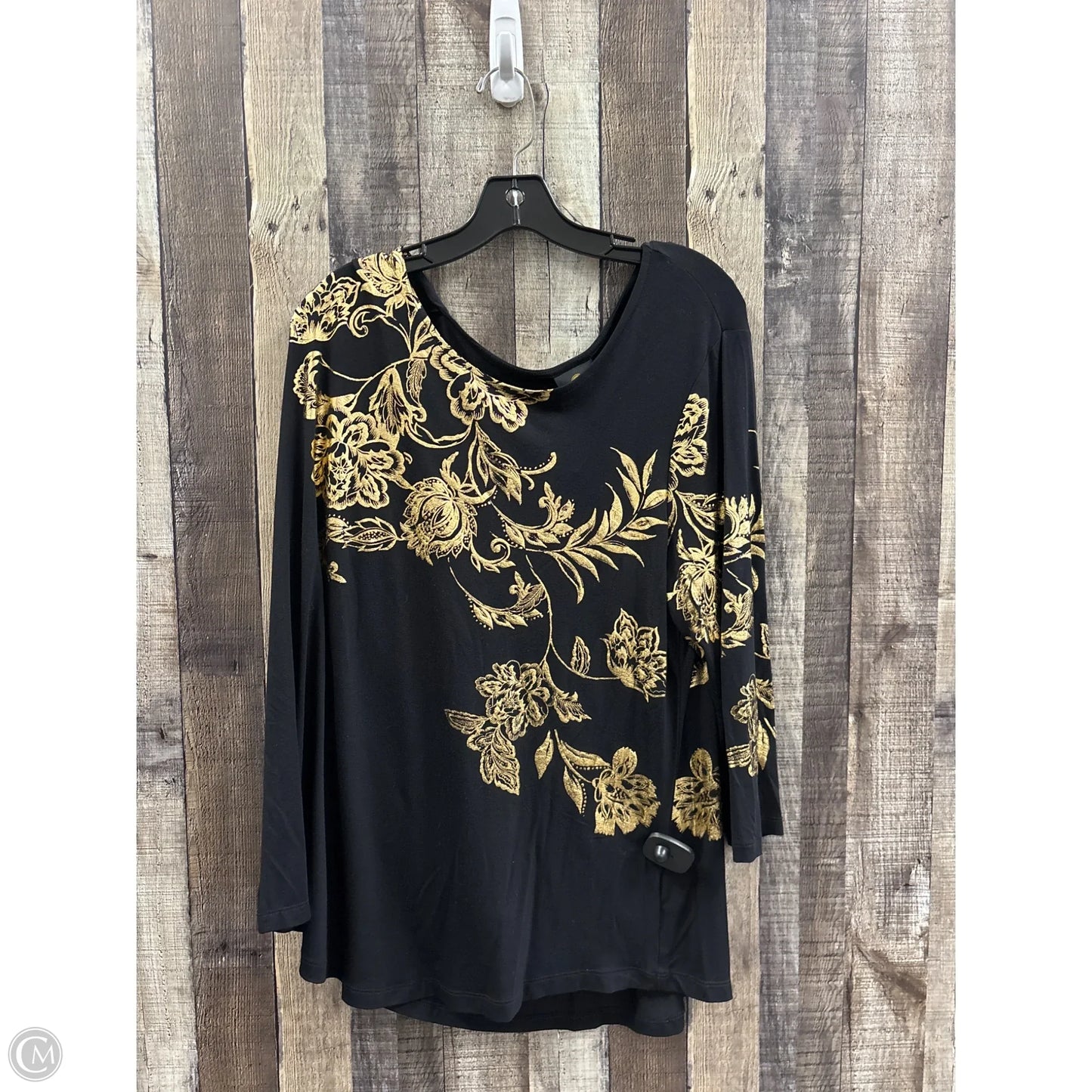 Top Long Sleeve By Jm Collections In Black & Gold, Size: Xl