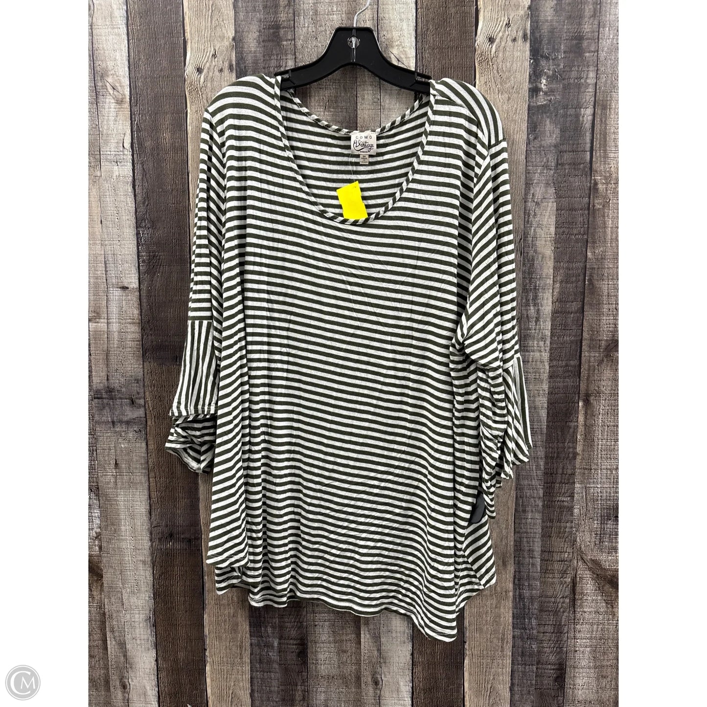 Top 3/4 Sleeve By Como Vintage In Striped Pattern, Size: 3x