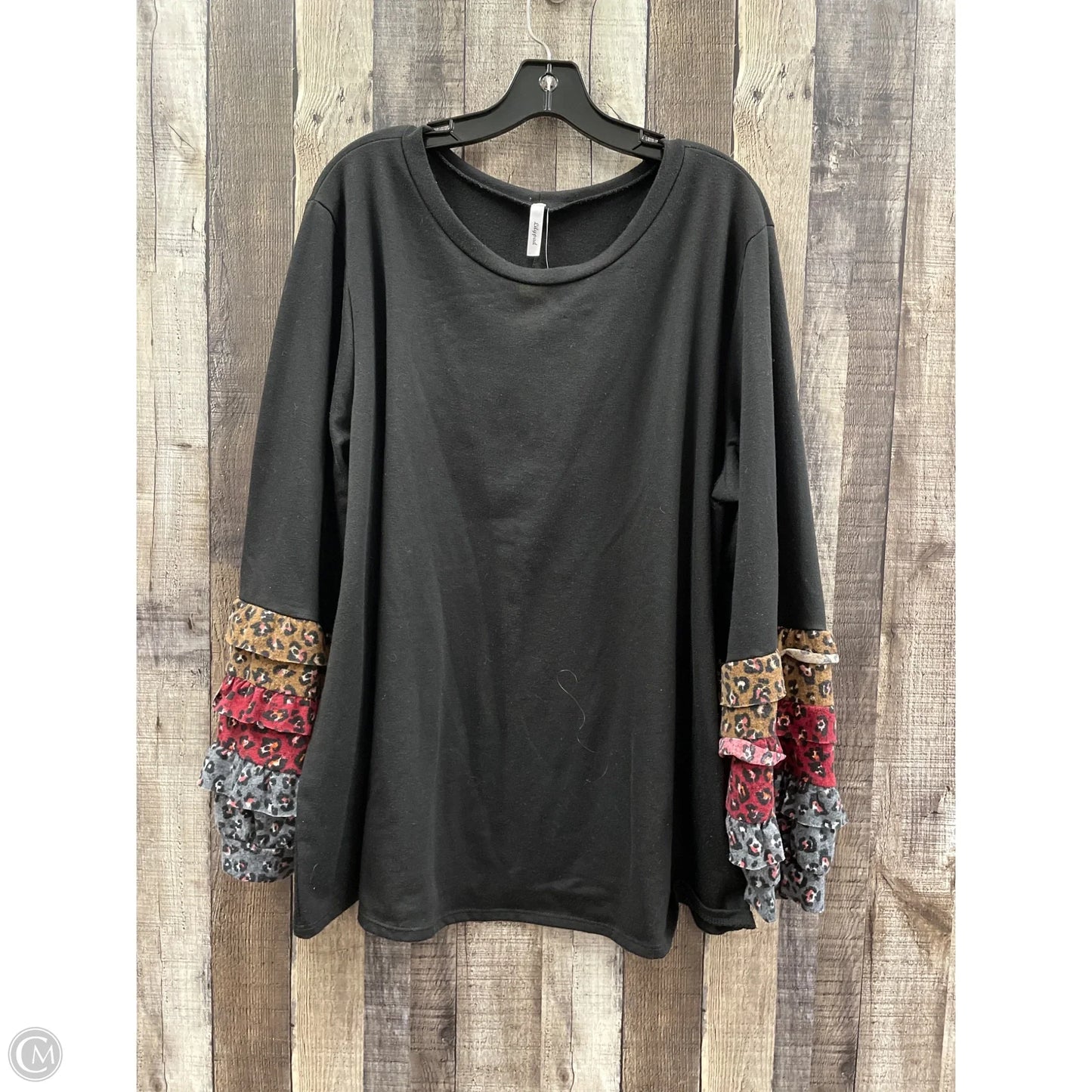 Top Long Sleeve By Cme In Black, Size: 3x