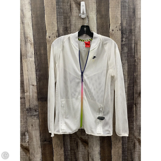 Athletic Jacket By Nike In White, Size: M
