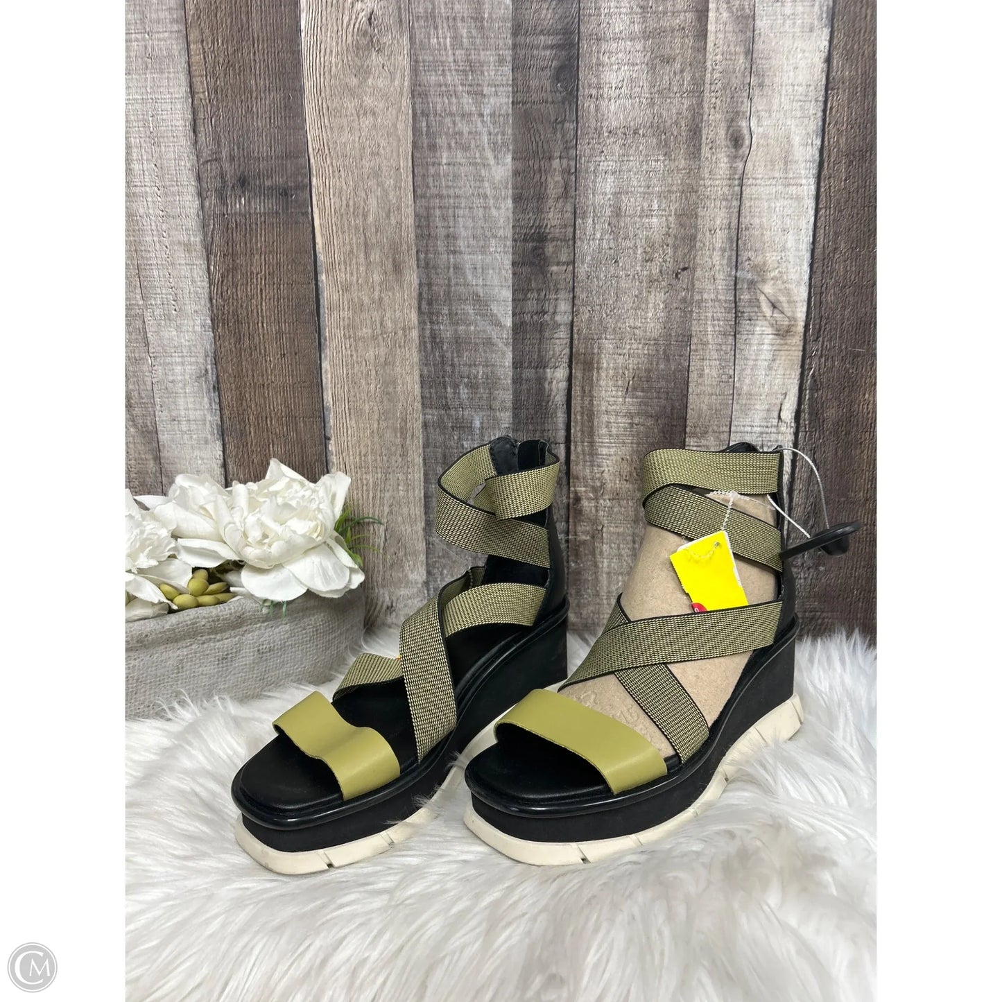 Sandals Heels Wedge By Sorel In Blue & Green, Size: 6.5