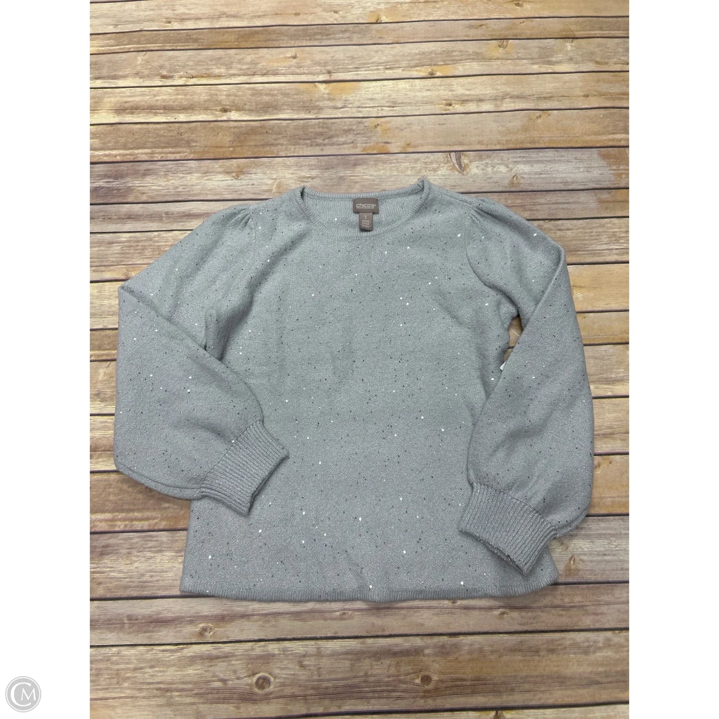 Sweater By Chicos In Silver, Size: M