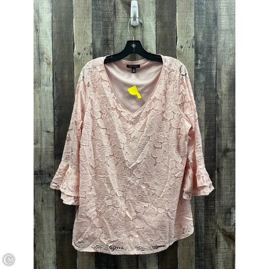 Top Long Sleeve By Roz And Ali In Pink, Size: 2x