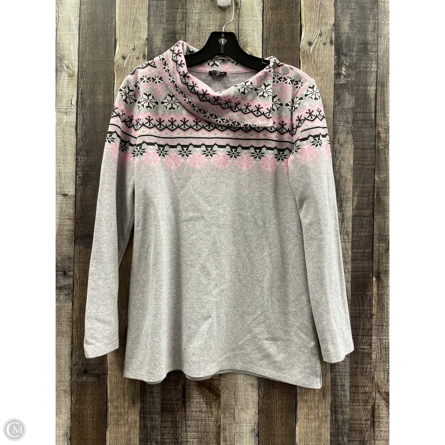 Top Long Sleeve By Talbots In Grey & Pink, Size: M