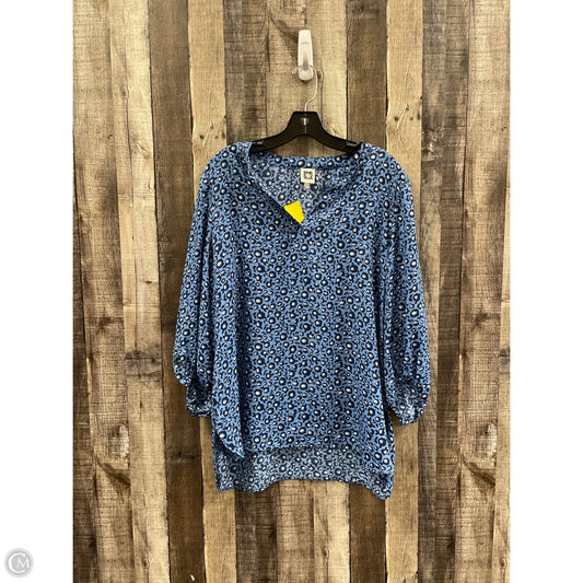 Top 3/4 Sleeve By Anne Klein In Blue, Size: Xl