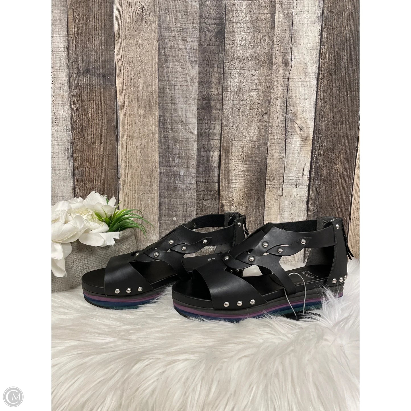 Sandals Designer By Stuart Weitzman In Black, Size: 7