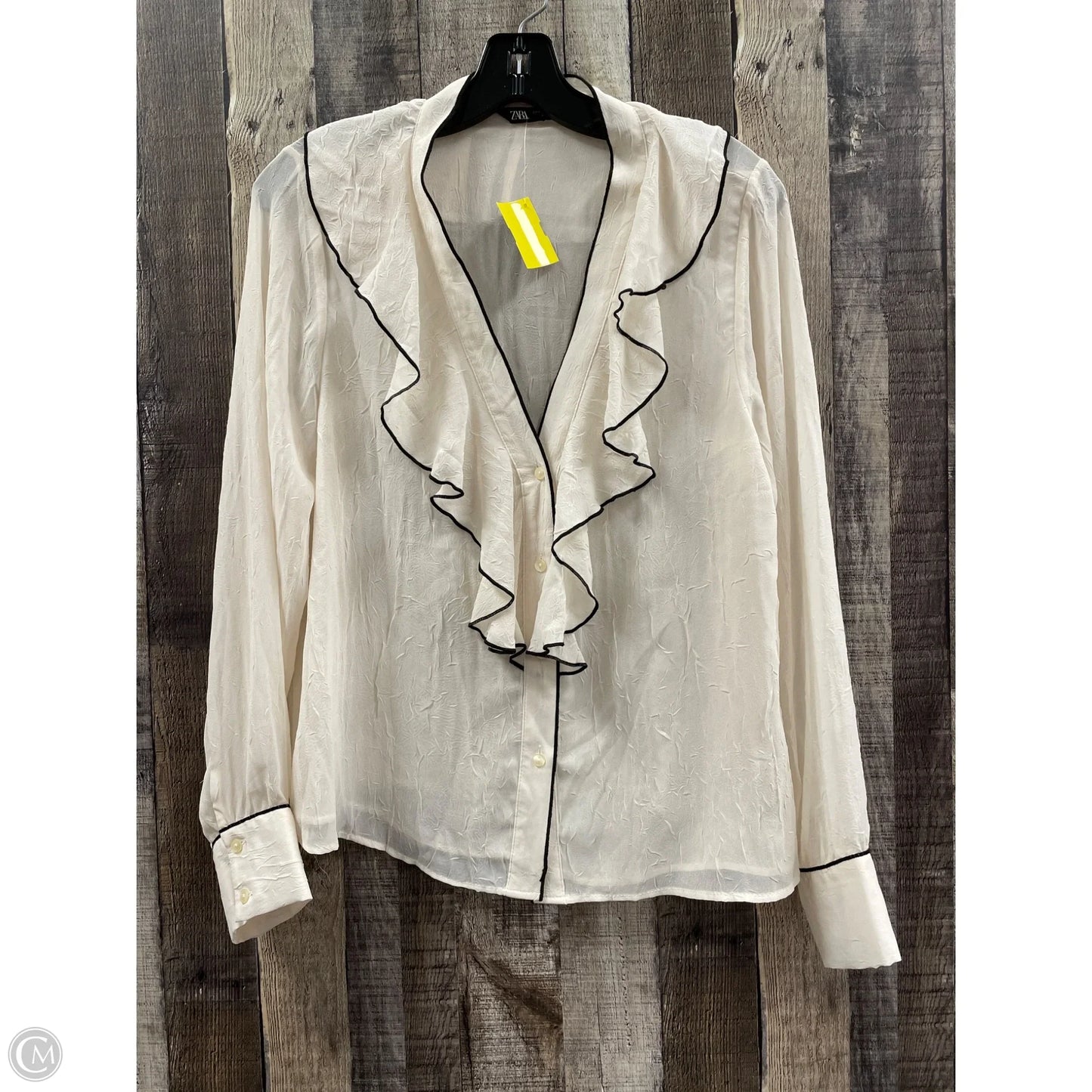 Top Long Sleeve By Zara In Cream, Size: M