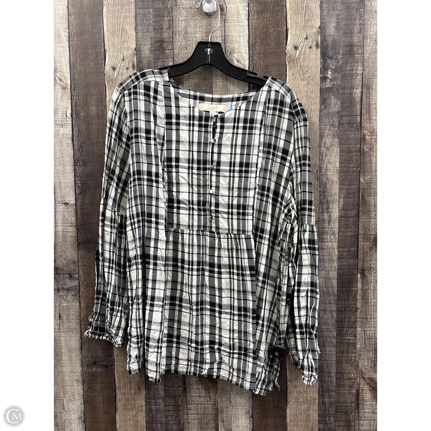 Top Long Sleeve By Loft In Plaid Pattern, Size: Xl