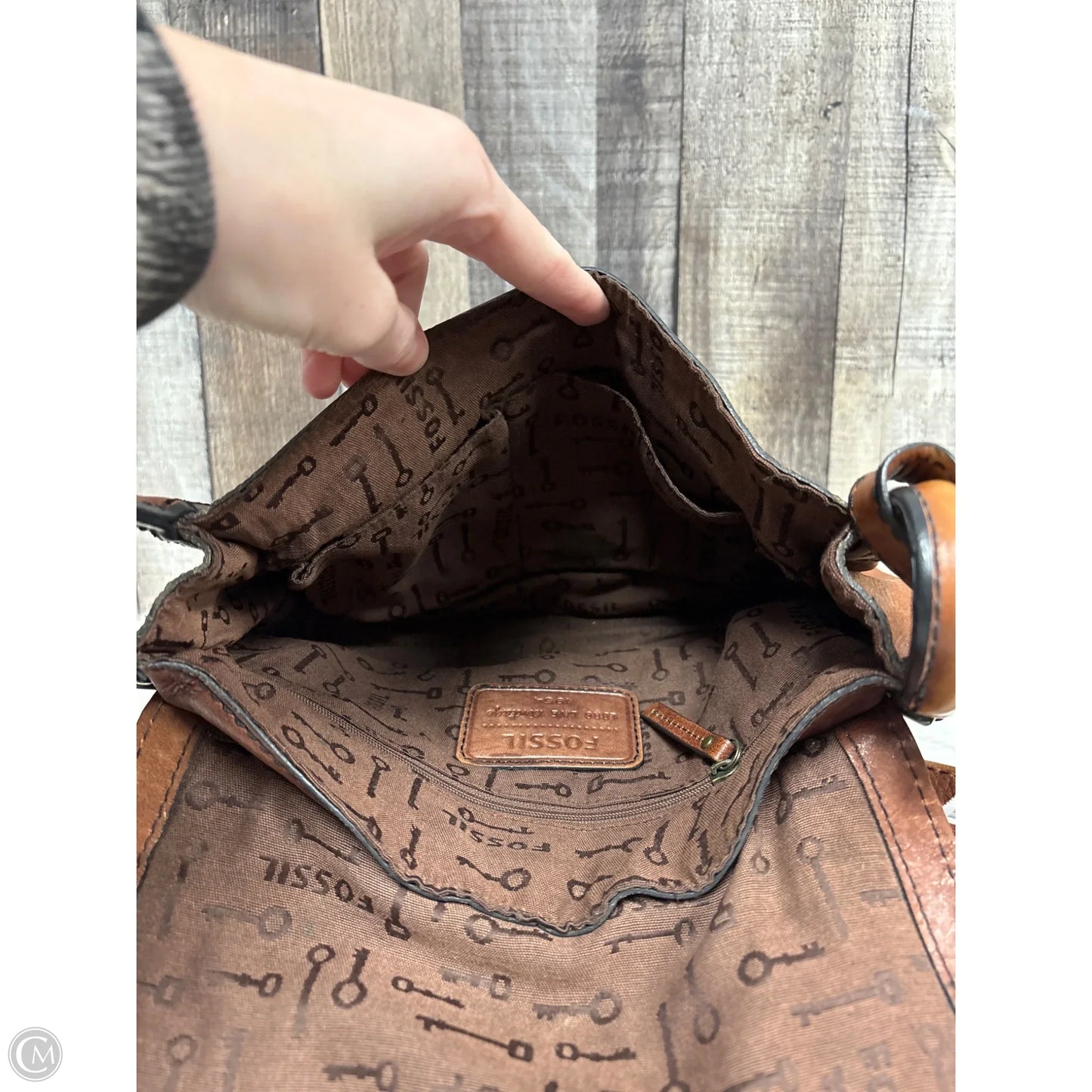 Crossbody Leather By Fossil, Size: Medium