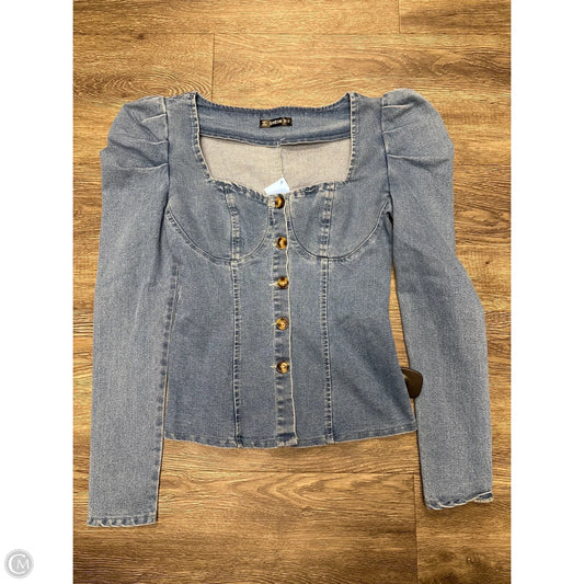 Top Long Sleeve By Shein In Blue Denim, Size: Xs