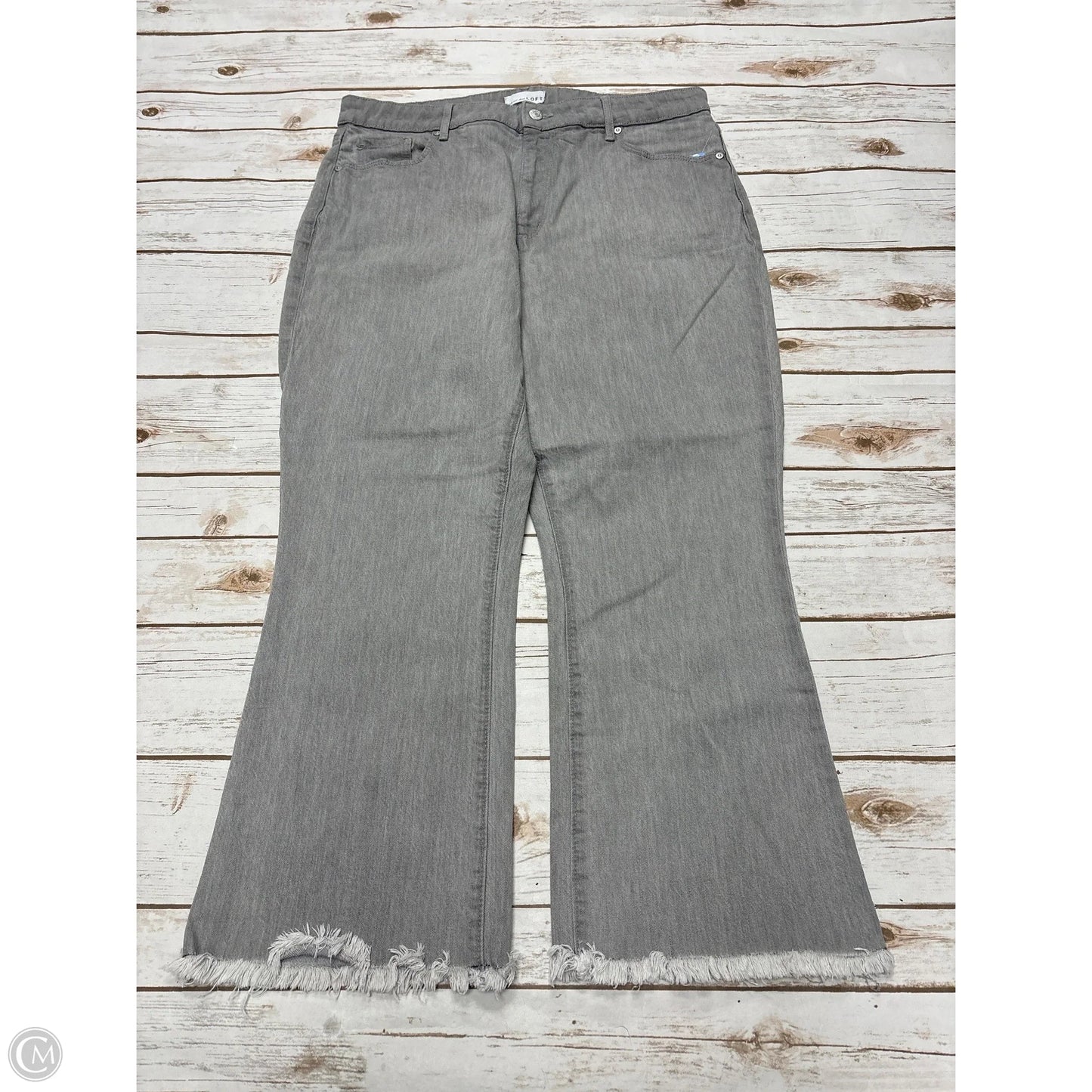 Jeans Cropped By Loft In Grey Denim, Size: 14