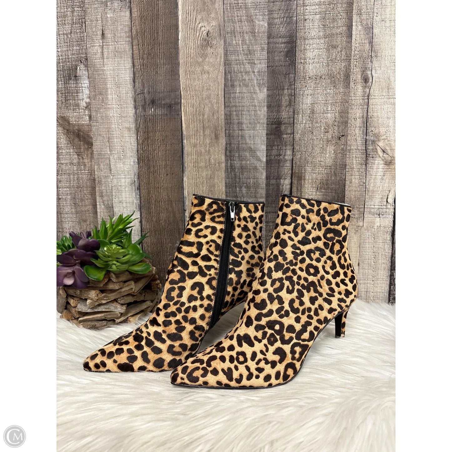 Boots Ankle Heels By Adrienne Vittadini In Animal Print, Size: 8